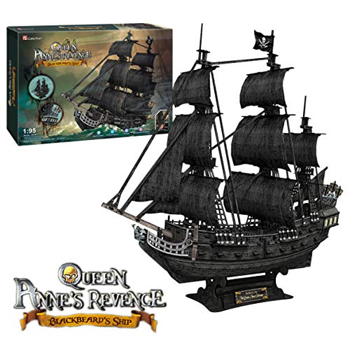 Party Town - 3D Puzzle Queen Anne's Revenge | 3D Puzzle Kinder Und Erwachsene | Black Pearl Modellschiff | Modellbausatz Erwachsene Und Kinder | 328 Stück – Bild 3