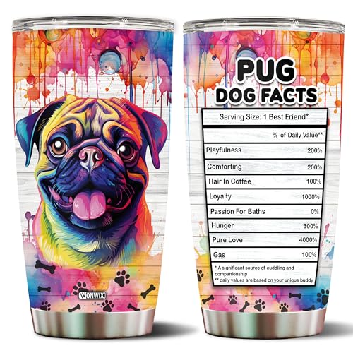 WONWIX - Regalos para los amantes de los pug, vaso de acero ...