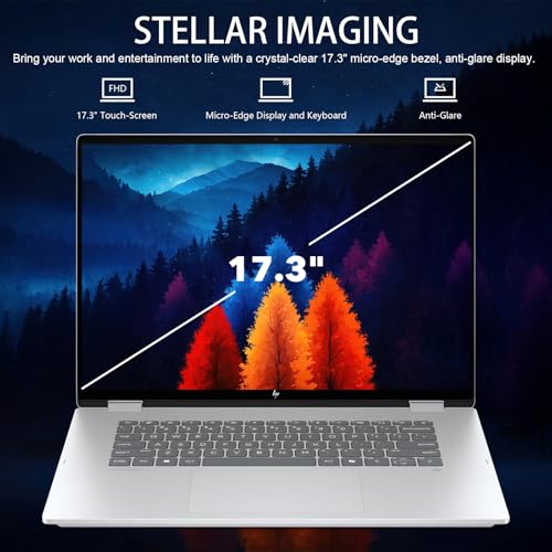 Image of HP OmniBook 7 Next Gen AI PC Laptop, 17.3 inch FHD IPS Touchscreen Laptop | Intel Core Ultra 5 226V, 16GB LPDDR5X-8533 MT /s 512GB SSD, Intel Arc GPU, Backlit KB, Windows 11 Pro, Copilot+ AI PC