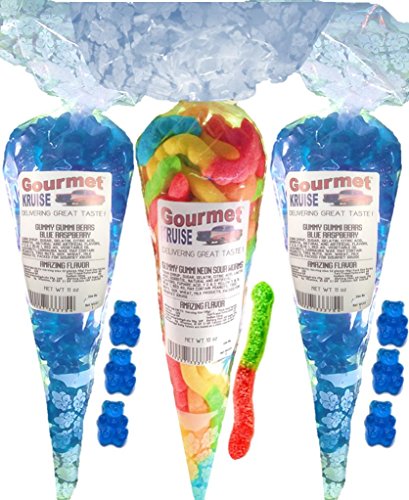 Blue Gummy Bears, Blue Raspberry y Sour Worms 32 oz
