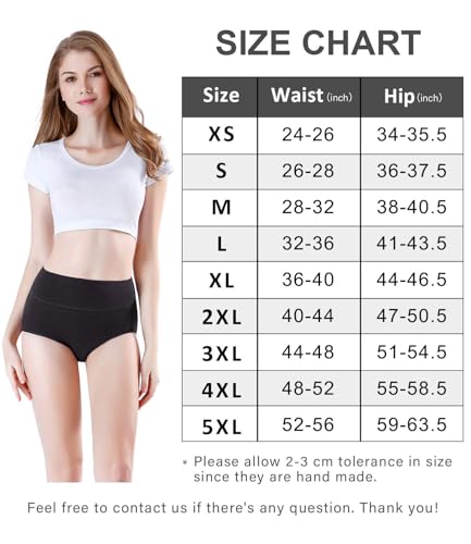 Image of wirarpa Womens 4 Pack Ultra Soft High Waisted Bamboo Underwear Briefs Plus Size Panties Black,XXL: 9, waist 43-46, 109cm-116cm