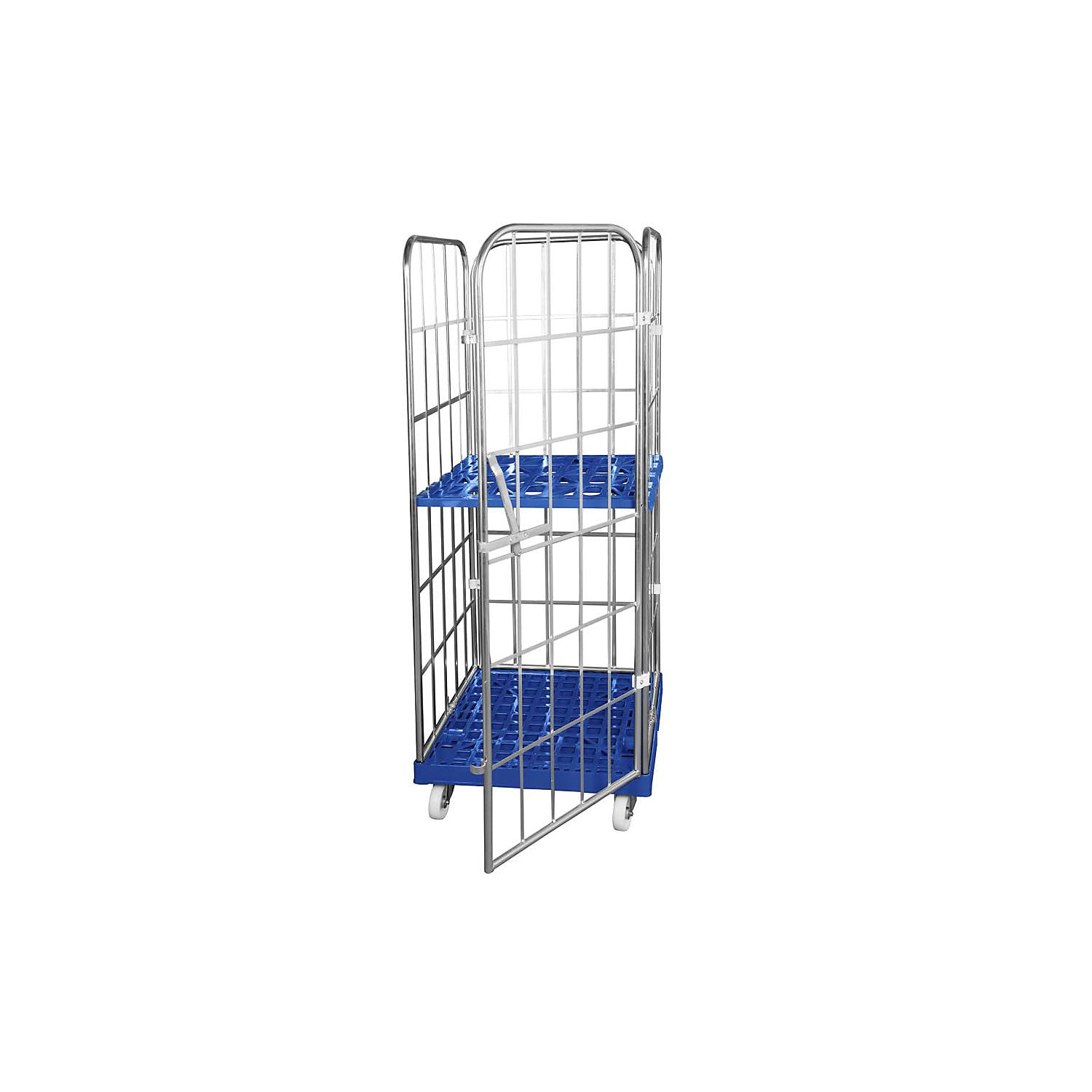 Roll-conteneur avec socle roulant en plastique, 4 côtés, galvanisé
