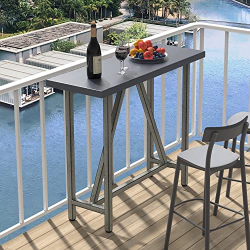 Gdlf Outdoor Bar Table Patio Table Pub Height Dining Table With Faux Concrete Waterproof Top For Hot Tub, Patio, Garden, Backyard #TOP2