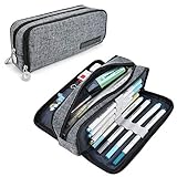 ✂Praktisches Design - Das praktische Design mit drei Fächern für diesen Bleistiftbeutel zum Trennen und Organisieren Ihrer verschiedenen Gegenstände. Das Hauptfach bietet ausreichend Platz und die beiden anderen Fächer sind mit Stiftschlaufen, elastischen Netztaschen und Innentaschen für Kleinigkeiten wie Radiergummis, Büroklammern, Scheren, usw.