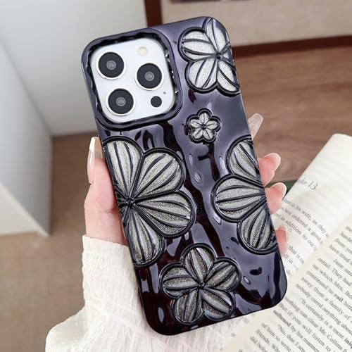 Coque iPhone 12 Pro Max RALEAVO fleur 3D paillettes chic pour femme