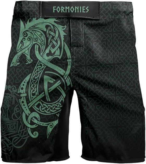 Viking Men's Fight Short MMA BJJ Training No Gi Grappling Shorts Trunks Fight Wear with Drawstring