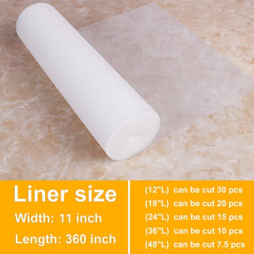 Shelf Liners For Kitchen Cabinets 11 Inch Wide - Pabusior Eva Kitchen Cabinet Liner Waterproof, Strong Grip, Non-Adhesive, Clear Cupboard Drawer Liners (Pre-Cut Size 11 X 360 Inch) #TOP6