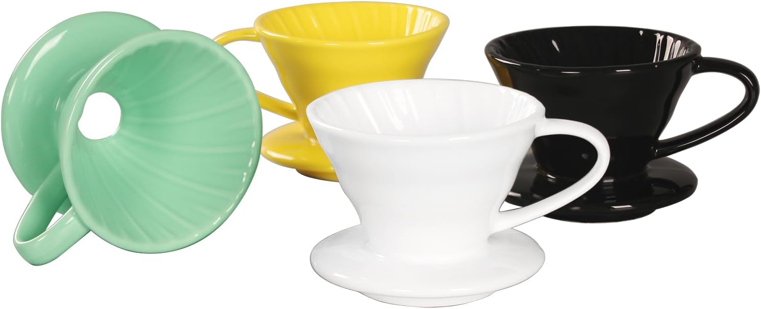 Pour Over Coffee Maker,Non-Electric Pour Over Coffee Dripper,Exquisite Porcelain Ceramic Manual Coffee Filter,Suitable for Pour Over in Office,Outdoor and Home Use, Small 4 colors