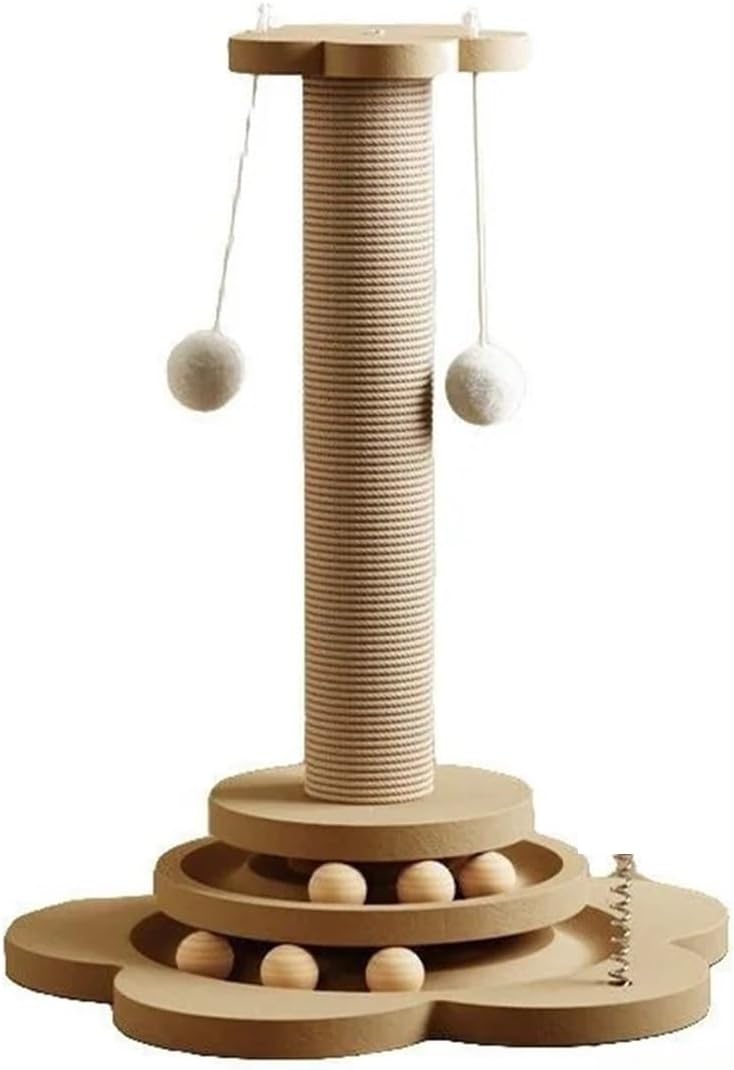 Cat Toy Solid Wood Turntable Funny Stick Balls Durable Sisal Scratching Board Grab Column Supply
