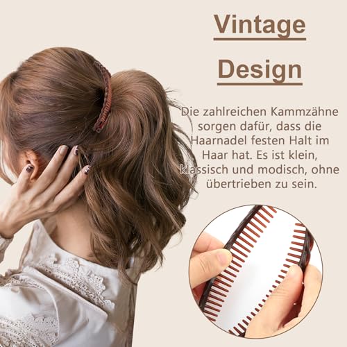 Banana Clip 2 Stk, Vintage Bananen Haarklammer, Bananenspange Haare für Damen Dicke Mittleres Lockiges Glattes Haar (Schwarz,Braun)