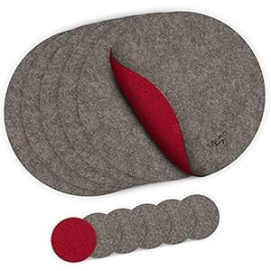 sølmo I Platzsets aus Filz – Rund Zweifarbig – Tischset mit Untersetzer I Filzuntersetzer Platzdeckchen, Untersetzer…