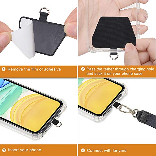 Cocases 2 Pack Phone Tether Tab, Phone Strap Replacement Part For Smartphone Safety, Phone Lanyard Connector (Black) #TOP1
