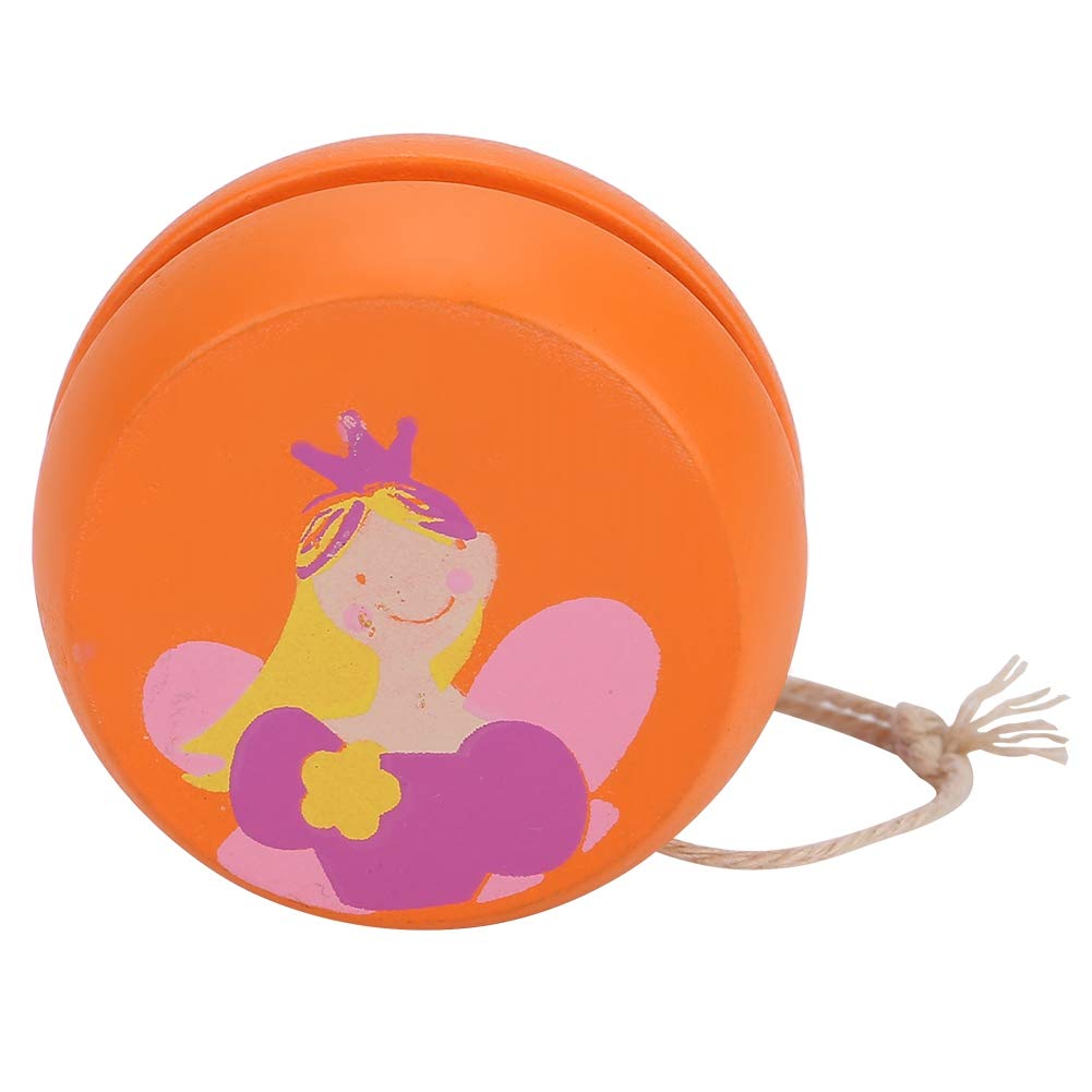 Gaeirt 3-6 Years Old Yoyo Toy, Early Education Teaching Toy for Kid Child, Wooden Beginner Yoyo Ball with Cute Cartoon Pattern Thread Control Toys Great Accessory for Kids to Play (Orange Princess)