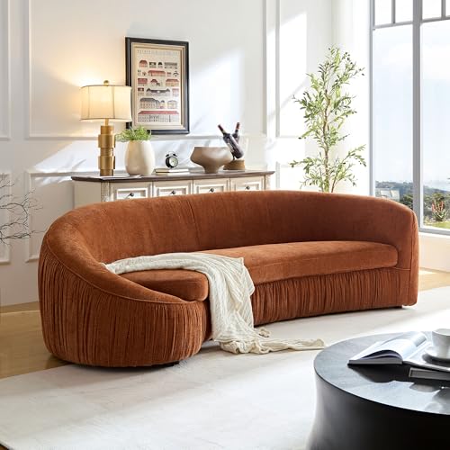Image of KEIKI 92 inch Oversized Curved Shaped Upholstered Modular Sectional Sofa, Modern 4-Seater Couch with Seat Cushions and Ergonomic Backrest, No Assembly Required, for Apartment, Living Room, Orange