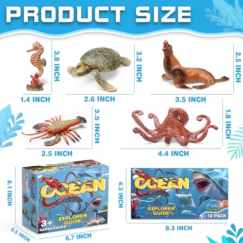 KarberDark 12 Pack Ocean Animal Toys with Booklet, Soft Plastic Sea Figures by KarberDark - Used condition - Image 2