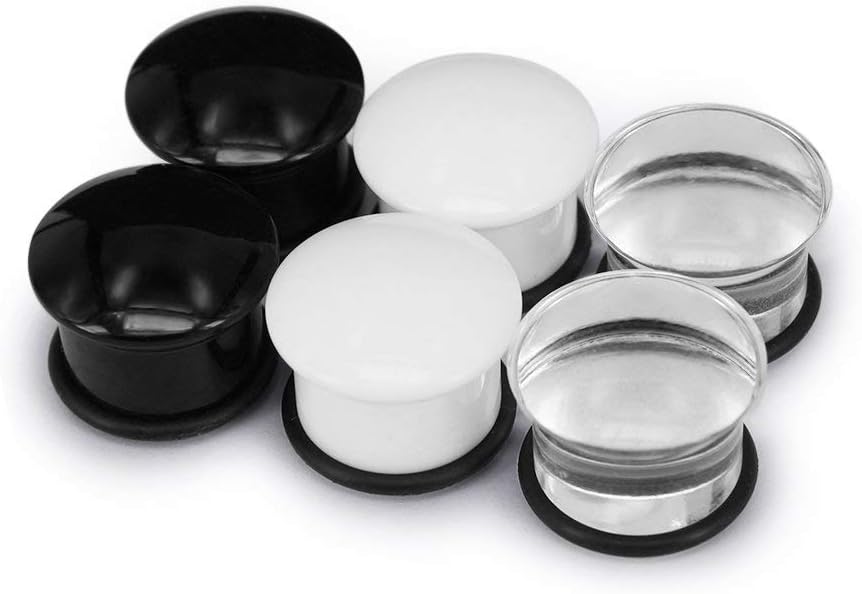 3 Pairs Acrylic Ear Plugs Stretching Single Tunnel Jewelry Ear Studs Piercing with O Ring