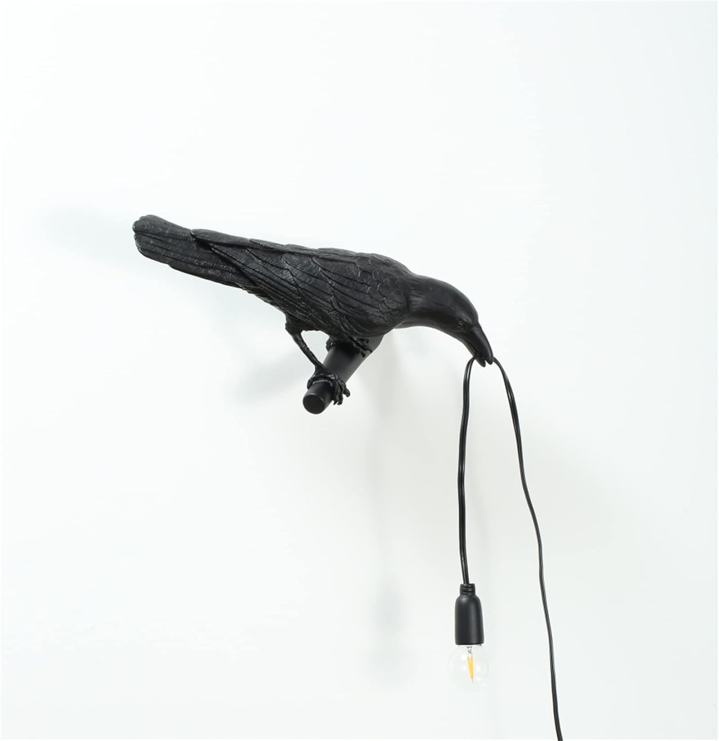 MAYOLA Bird Table Lamps, Bird Wall Lamp,Resin Crow lamp Lighting Fixture for Living Room, Bedroom, Office, College Dorm (Left Wall-Black)