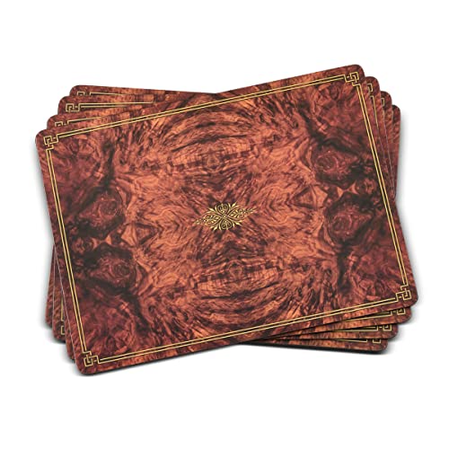 Pimpernel Walnut Burlap Set of 4 Placemats – (15.7" x 11.7") Cork-Backed Rectangular Boards with Lacquer Finish, Heat & Stain Resistant Dining & Coffee Table Mats