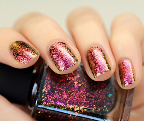 Image of ILNP Neon Rosebud - Fuchsia, Green, Gold Ultra Chrome Color Shifting Flakie Nail Polish