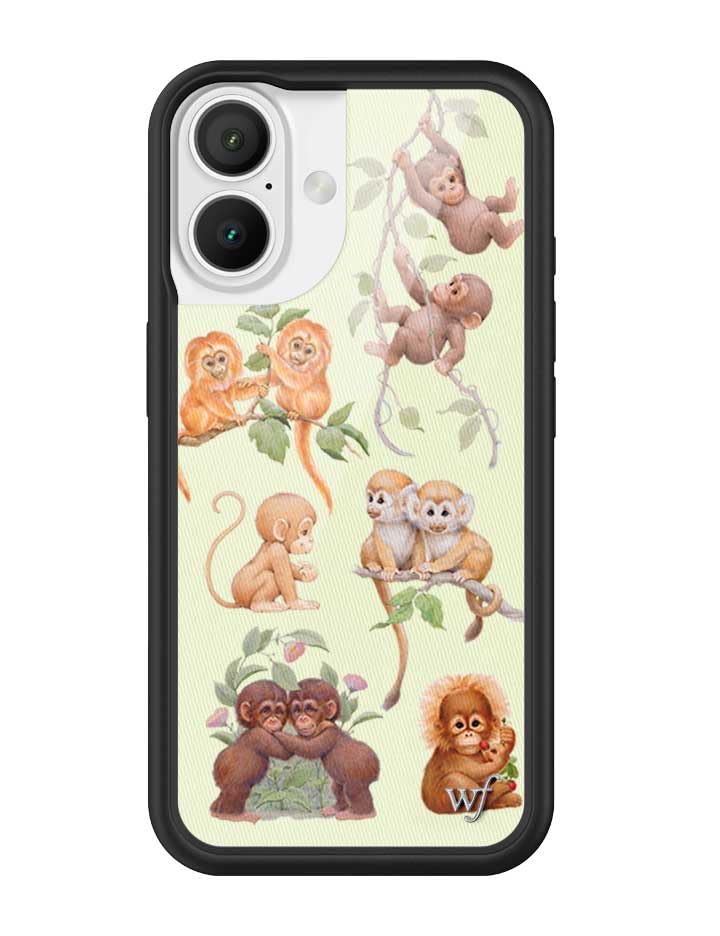 Image of Wildflower Cases - Compatible with iPhone 16 | Protective Black Bumper, 6.5ft Drop Test Certified, Women Owned Small Business | Green Animal Brown Aesthetic Trendy Cute | Monkey Biz