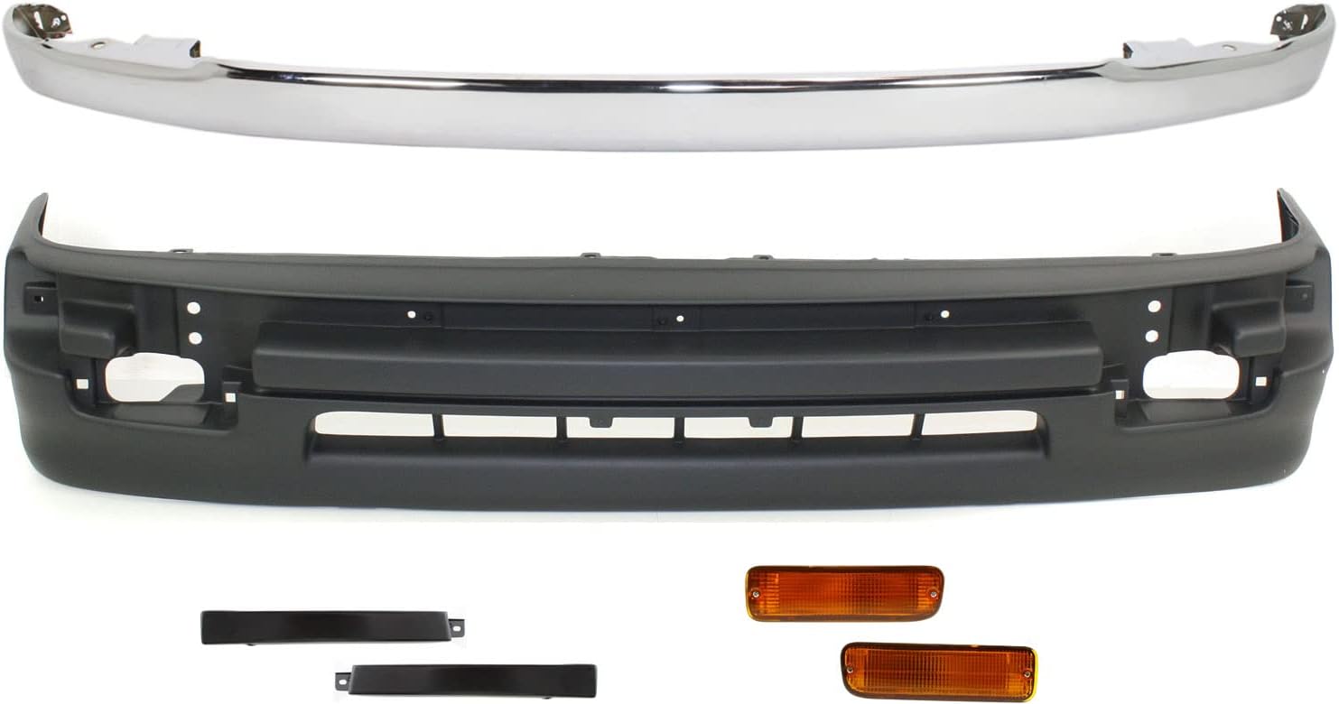 Garage-Pro Bumper Trim Kit, Chrome, Front Left or Right, Tacoma 1998-2000, OE Replacement, 6-Piece Set with Bumper Cover, Filler, Trim, Turn Signal Lights, and Valance