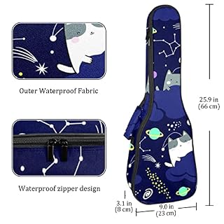 Sac à dos Kawaii pour ukulélé soprano concert ténor avec bretelles réglables Motif chat dans l'espace – Image 4