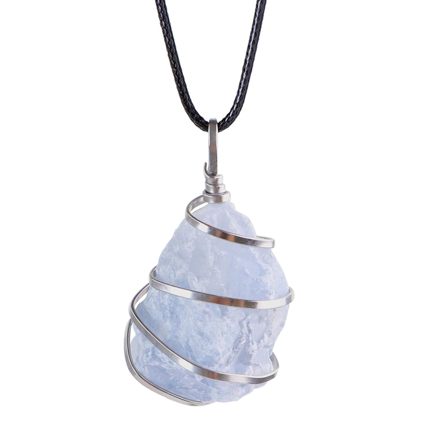 Natural Gemstone Pendant Necklace For Men & Women Spiritual Jewelry Wire Wrapped Gemstone Chakra Necklaces Real Stones For Him & Her