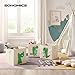 SONGMICS Aufbewahrungsbox, 3er Set, Aufbewahrungskorb, Spielzeugaufbewahrung, Stoffboxen, 30 x 30 x 30 cm, faltbar, mit Griffen, Schlafzimmer, Spielzimmer, Dinosaurier-Motive, beige RFB704W03