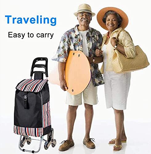 Faltbarer Einkaufstrolley mit 6 Rädern und Lebensmittel-Kletterwagen und wasserdichtem Sitz-Design hinter dem Wagen, 50… – Bild 4