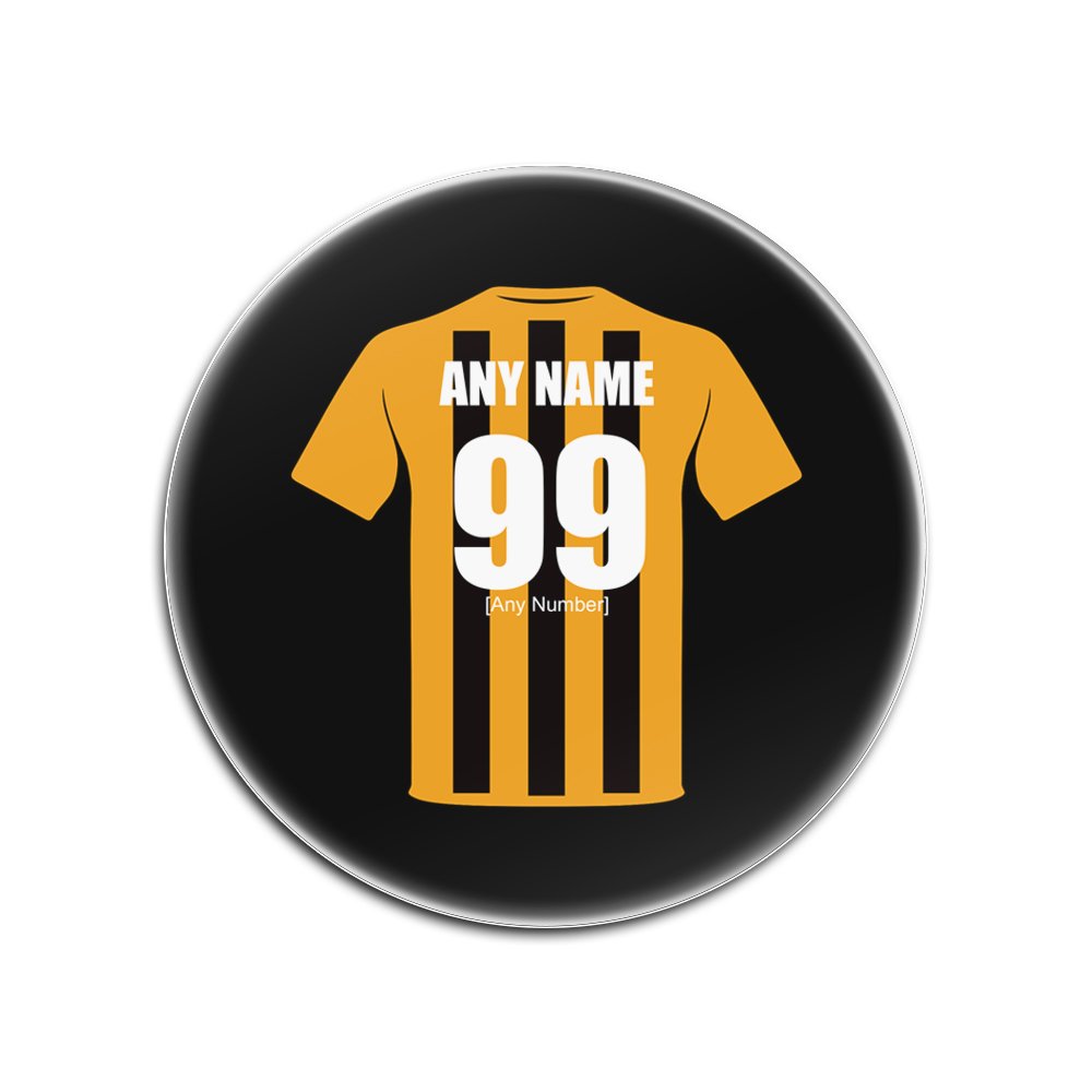 Unigift Black Personalised Gift - Hull City Glass Round Coasters (Football Club Design Theme, Colour Options) - Any Name/Message On Your Unique Mat Pad - The Tigers Afc