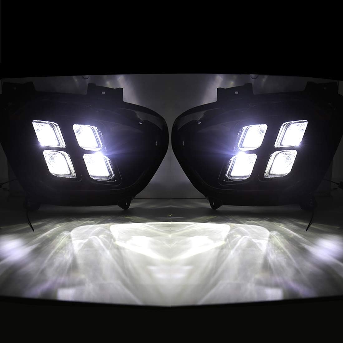 N / A For KIA Sorento 2016 2017 2018 4 Eyes Style Driving Daytime Running Light Fog Lamps Accessories, Cover LED Day Light with Bezel