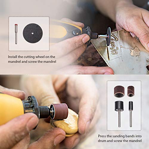 UTOOL 300pcs All-Purpose Rotary Tool Accessories Kit, Universal Fitment for DIY Woodworking, Cutting, Grinding, Sanding, Sharpening, Carving and Polishing