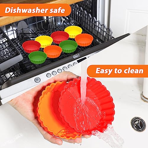 Webake Silicone Mini Tart Pan 4 Inch Non-stick Mini Quiche Molds Small Pie Baking Pan Tart Molds for Baking, Pack of 8 - Image 5