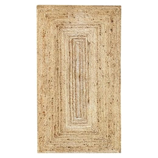 HAMID - Tapis Alhambra en Jute, Couleur Naturelle, Tressé à la Main, Tapis pour Salon, Salle à Manger, Chambre, Couloirs (80x150cm)