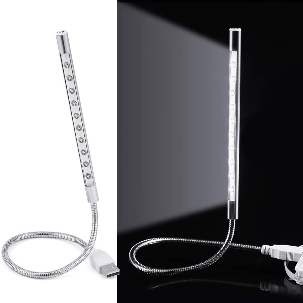 ciciglow Lampada per Laptop, Luce per Tastiera USB Portatile 10 Pezzi Lampada a LED Blubs Light 1W per PC/Laptop/Computer(d'Argento)