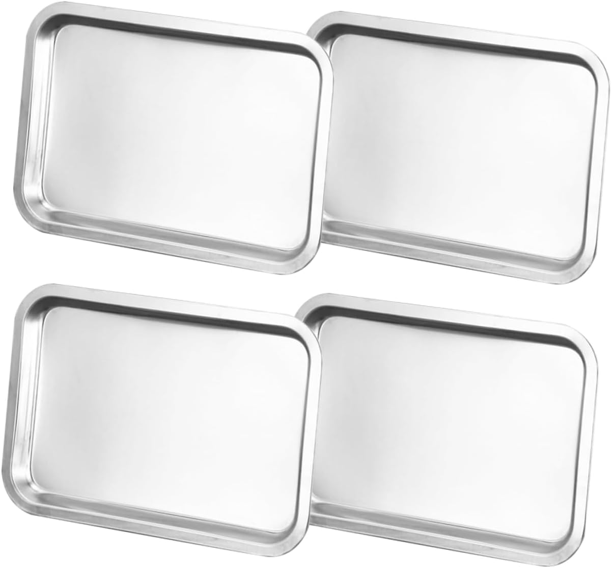 4Pcs Stainless Steel Plates Metal Food Serving Trays for Camping Picnics and Self Feeding Easy to Clean Dishwasher