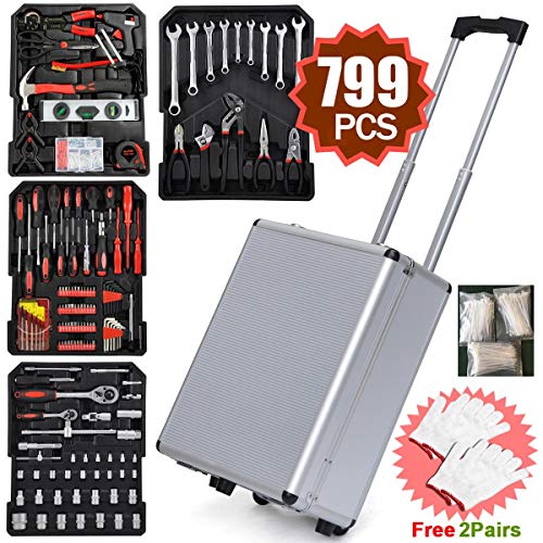51UXTyue5DL Yaheetech Sturdy 799pcs Tool Box with Tools and Wheels Aluminium...