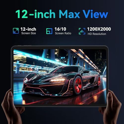 Image of 2025 Upgraded Android 15 Tablet with Case, Large Tablets 12 inch, Octa-core CPU,20GB+128GB+2TB Expandable,2000X1200 Touchscreen Display, 13MP+5MP Dual Cameras,8000mAh Large Battery+18W PD Fast Charge