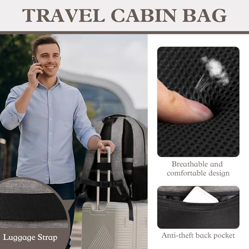 Image of 17 inch Travel Laptop Backpack, Airline Approved Computer Bag, Grey