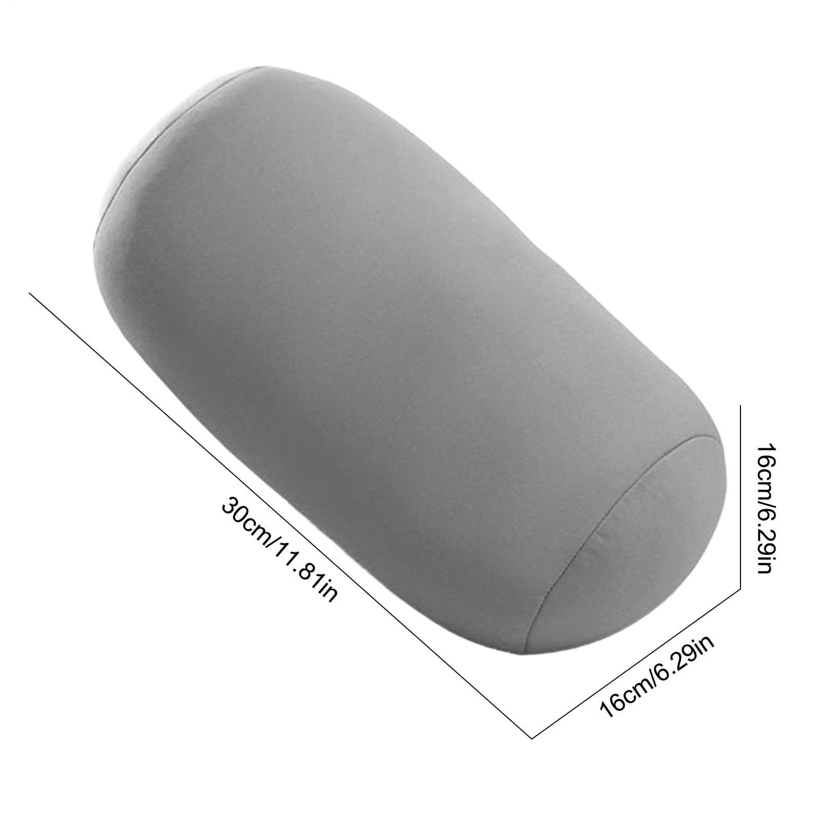 Almohada de microcuentas, cojín de viaje para soporte para el cuello, almohada corporal redonda para alivio de cabeza, cuello y espalda, diseño de tubo suave para uso doméstico o sobre la marcha