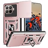 WeiCase Cover per Xiaomi 15T Pro, Slide Protezione Fotocamera, Armatura Cover con 360 Gradi Girevole Anello Metallo Magnetica Supporto Silicone Antiurto Custodia per Xiaomi 15T Pro,rose_gold