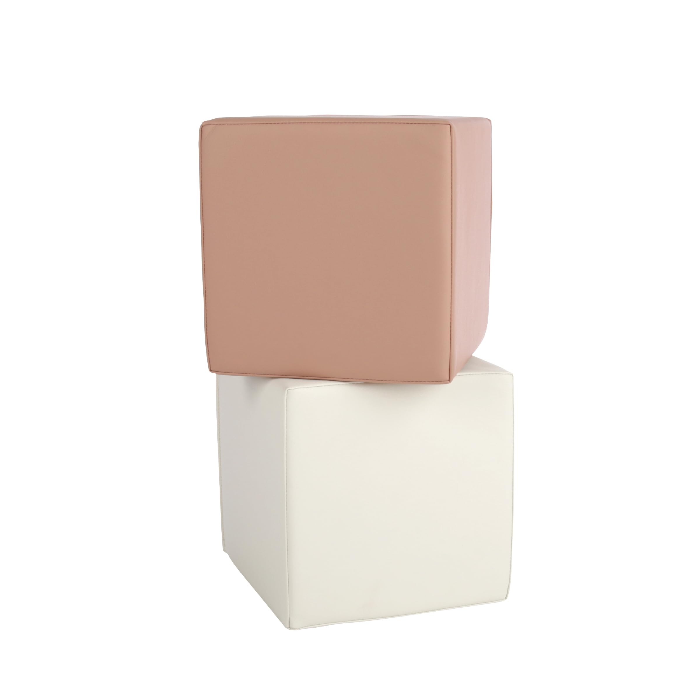 CuddleCo Soft Play Cubes 2pc Set - Build Strength, Coordination & Confidence with Faux Leather Cover - Fun, Safe & Durable Soft Foam Cubes for Kids (Tuscany & Pebble)