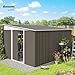 Outsunny Metall Gerätehaus 280x345x201cm 19,4m³ Gartenhaus mit Pultdach Schiebetür wetterfest Geräteschuppen Schuppen Outdoor Schrank für Außenbereich Hinterhof Anthrazit Garten, Grau