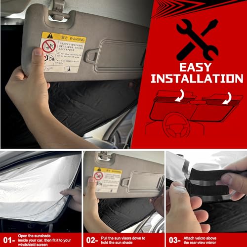 Fonowka Windshield Sun Shade for Honda CRV 2023 2024 2025 2026 CR-V SUV Foldable Sun Sunshade for Car Front Window Blocks UV Rays and Heat Automotive Interior Protector Custom Fit Accessories by Fonowka - Image 6