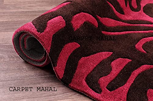 Image of Carpet Mahal Export Quality Handmade Tuffted Pure Woollen Carpet for Living Room Bedroom Size 5 x 7 feet (150X210 Cm) Color-Multi
