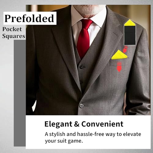 Image of Mens Pre-Folded Pocket Squares on Card Pocket Handkerchief for Suit Accessories