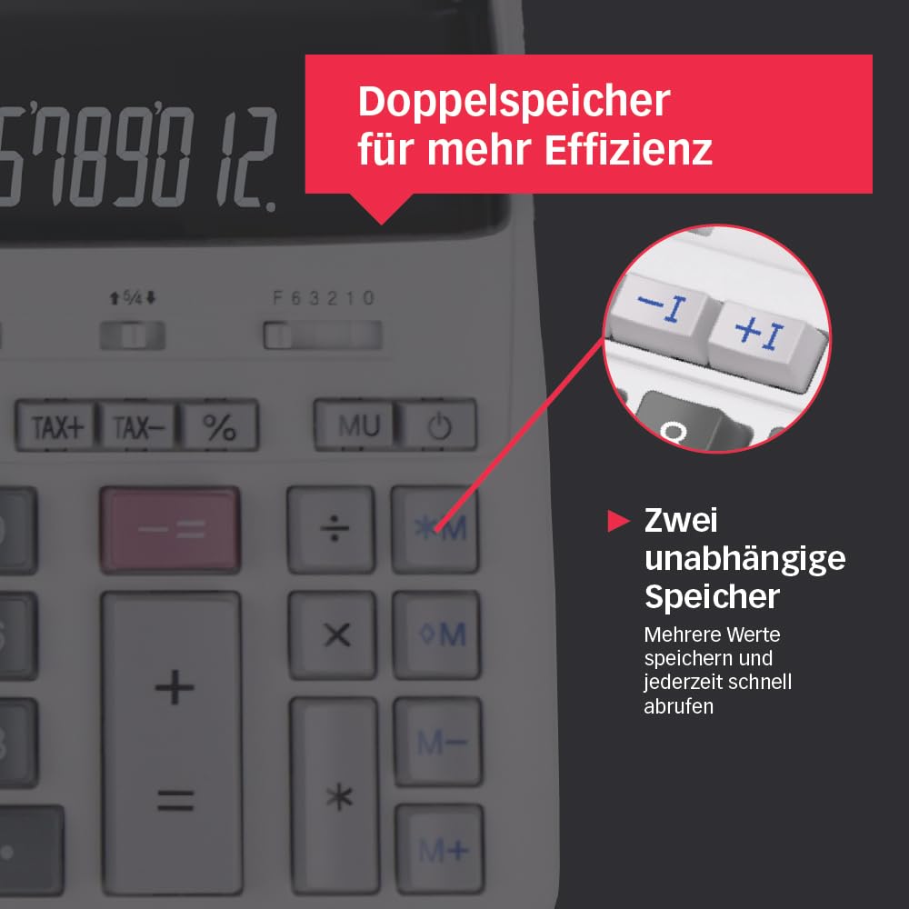 Sharp CS-2635LW Druckender Tischrechner, 12-stellig, LCD Display, Tax & Währungsumrechnung, schwarz/rot Druck, Heavy-Duty-Druckwerk, Netzanschluss