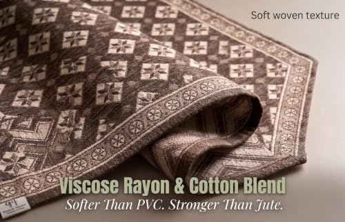Image of Dining Table Runner for 4 Seater | Premium Viscose Rayon & Cotton Fabric | Washable Heat Resistant Decorative Table Cover for Dining Table | Modern Home Decor | 36 x 14 Inch | Brown