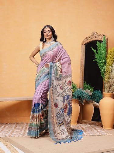 Image of Amazon Brand - Anarva Pattu Art Silk Woven Ready To Wear Saree Pink