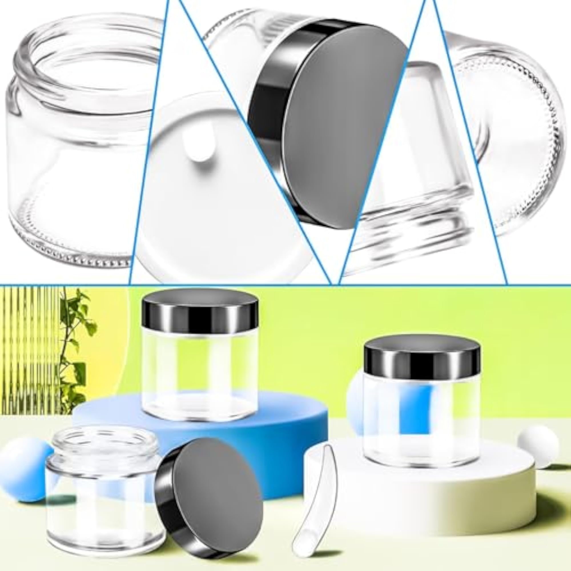 4 Pack 60ml Glass Jars with Lids for Toiletries